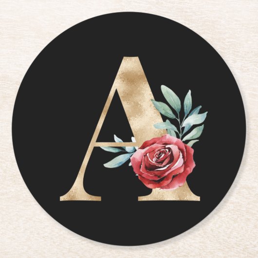 冬休みイニシャルコースターレターA ラウンドペーパーコースター (正面)