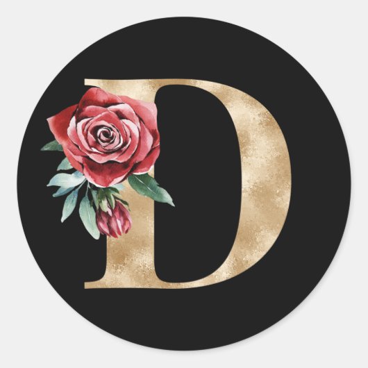 冬休みイニシャルシール文字D ラウンドシール (正面)