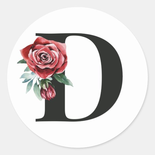 冬休みイニシャルシール文字D ラウンドシール (正面)