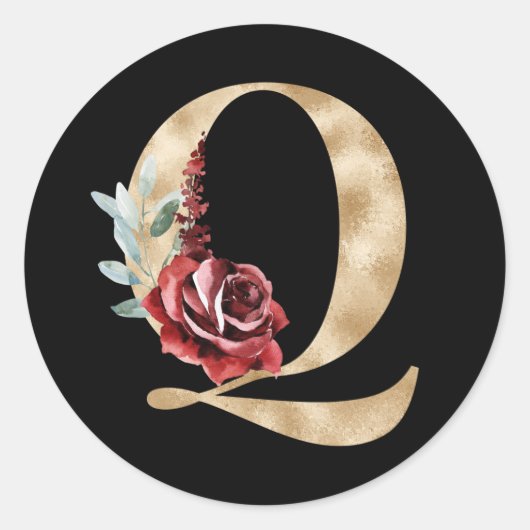 冬休みイニシャルシール文字Q ラウンドシール (正面)