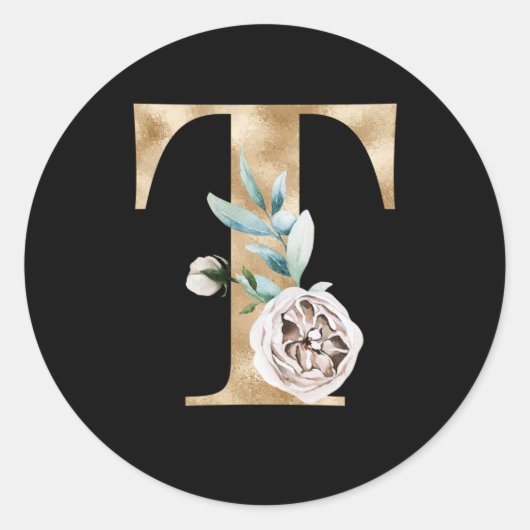 冬休みイニシャルシール文字T ラウンドシール (正面)