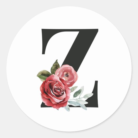 冬休みイニシャルシール文字Z ラウンドシール (正面)