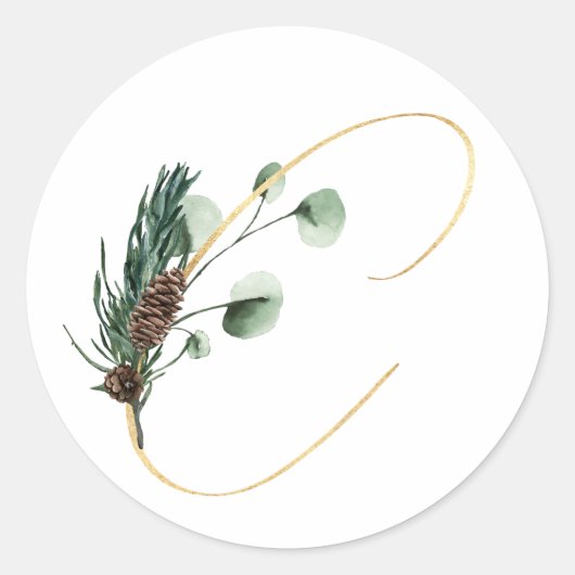 冬休みイニシャルシール ラウンドシール (正面)