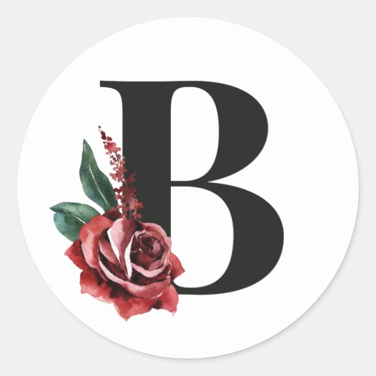 冬休みイニシャルステッカーB ラウンドシール (正面)