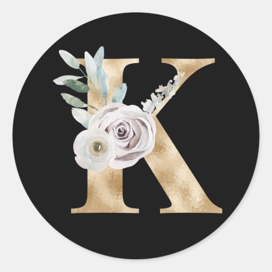 冬休みイニシャルステッカーK ラウンドシール (正面)