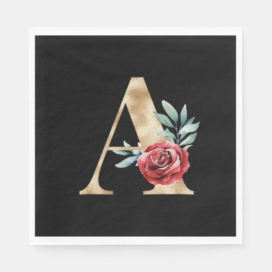 冬休みイニシャルA スタンダードランチョンナプキン (正面)