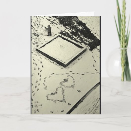 冬休みカード: "雪のHeartprints " シーズンカード (正面)