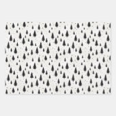 冬休みクリスマスツリー白黒 ラッピングペーパーシート (正面)