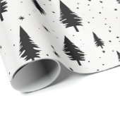 冬休みクリスマスツリー白黒 ラッピングペーパー (ロールコーナー)