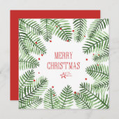 冬休みフレームが付いているクリスマスの挨拶状 セーブザデート (正面/裏面)