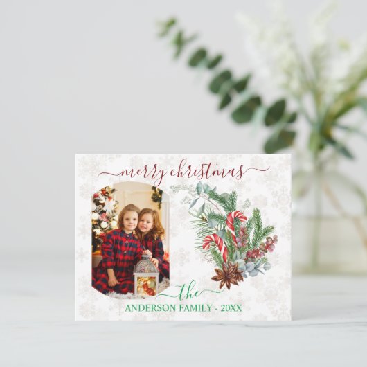 冬休み写真家族メリークリスマスカード 招待状 (スタンド正面)