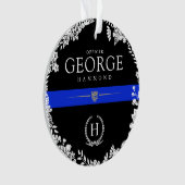 冬休み|の警察のテーマのカスタムなモノグラム オーナメント (正面)