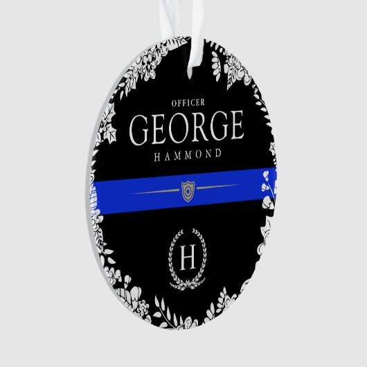 冬休み|の警察のテーマのカスタムなモノグラム オーナメント (正面)