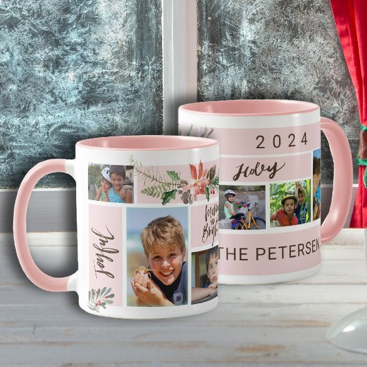 冬休み |クリスマスファミリー6フォトコラージュ マグカップ