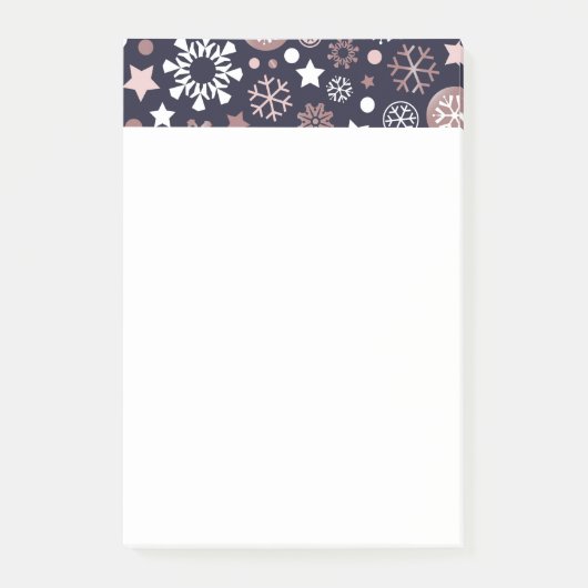 冬休エレガント日ピンク金ゴールドメタリックスノー ポストイット (正面)