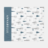 冬伝統的素朴林ブルークリスマス フリースブランケット (正面(横))