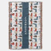 冬伝統的素朴聖降誕祭の赤い海軍 スローブランケット (正面縦)