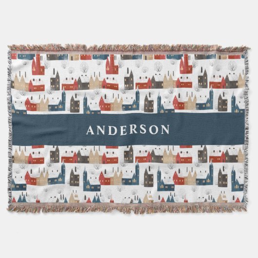 冬伝統的素朴聖降誕祭の赤い海軍 スローブランケット (正面)