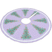 冬伝統的雪の紫クリスマスツリー ブラッシュドポリエステルツリースカート (アングル)