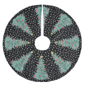 冬伝統的雪ブラッククリスマスツリー ブラッシュドポリエステルツリースカート (正面)