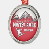 冬公園のコロラド州の赤いテーマのスノーボードのオーナメント メタルオーナメント (左)