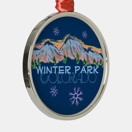 冬公園のコロラド州山の雪片のオーナメント メタルオーナメント (右)