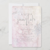 冬凍ってい銀スノーフレーク女の子ベビーシャワー 招待状 (正面)