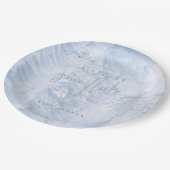 冬凍ってい銀スノーフレーク青ベビーシャワー ペーパープレート (アングル)