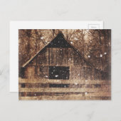 冬初期の雪カントリールーラルオールドバーン ポストカード (正面/裏面)