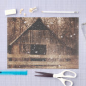 冬初期の雪カントリールーラルオールドバーン 薄葉紙 (クラフト)