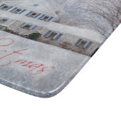 冬初期の雪カントリー素朴オープンハウス カッティングボード (角)