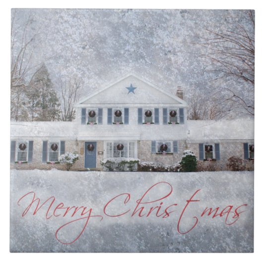 冬初期の雪カントリー素朴オープンハウス タイル (正面)