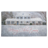 冬初期の雪カントリー素朴オープンハウス 枕カバー (正面右)