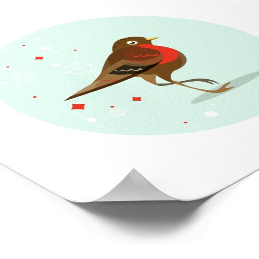 冬図解入りの、写真付きのの鳥 ポスター (角)