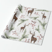 冬型の鹿とモミの針 ラッピングペーパー (アンロールド)