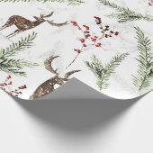 冬型の鹿とモミの針 ラッピングペーパー (角)