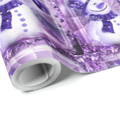 冬場面の紫色の雪だるま ラッピングペーパー (ロールコーナー)
