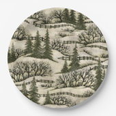 冬場面パターン紙皿 ペーパープレート (正面)