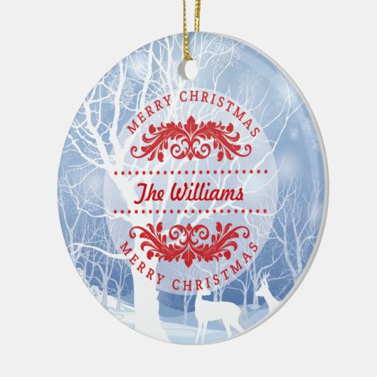 冬場面メリークリスマス家族のオーナメント セラミックオーナメント (左)