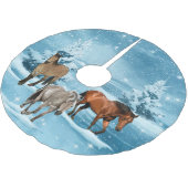 冬場面馬の雪および木のクリスマス ブラッシュドポリエステルツリースカート (アングル)