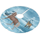 冬場面馬の雪および木3 ブラッシュドポリエステルツリースカート (アングル)