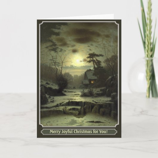 冬夜アートワークが付いている美しいクリスマスカード シーズンカード (正面)