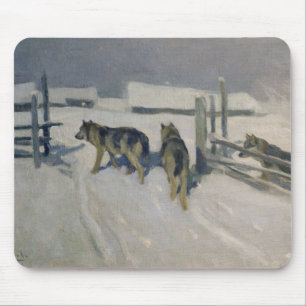 、冬夜、c.1910 Wolfs マウスパッド