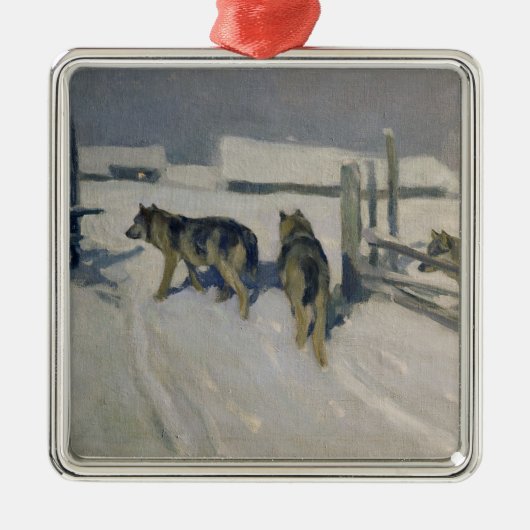 、冬夜、c.1910 Wolfs メタルオーナメント (正面)