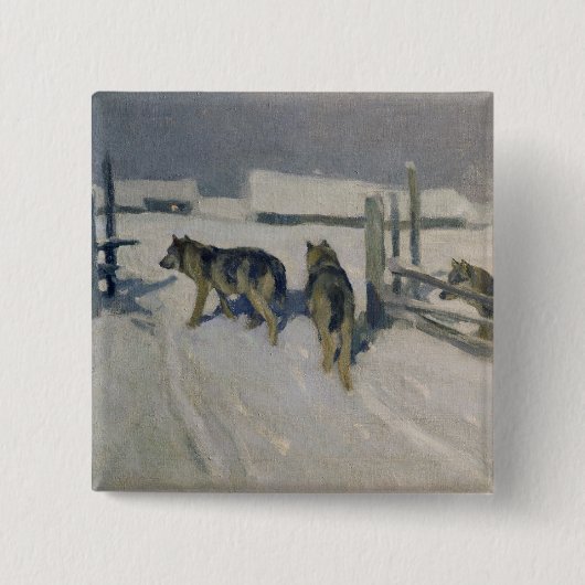 、冬夜、c.1910 Wolfs 缶バッジ (正面)