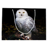 冬威厳のあるのフクロウ ラージペーパーバッグ (裏面)