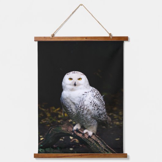 冬威厳のあるのフクロウ 吊り下げ型タペストリー (正面)