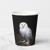 冬威厳のあるのフクロウ 紙コップ (裏面)
