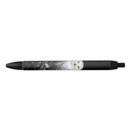 冬威厳のあるのフクロウ 黒ボールペン