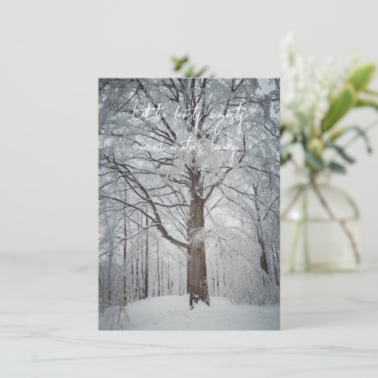 冬威厳のあるの森のブナの木 サンキューカード (スタンド正面)